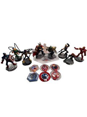 Disney Infinity Marvel Avengers Super Heroes Figures Power Discs Lot Base 2.0